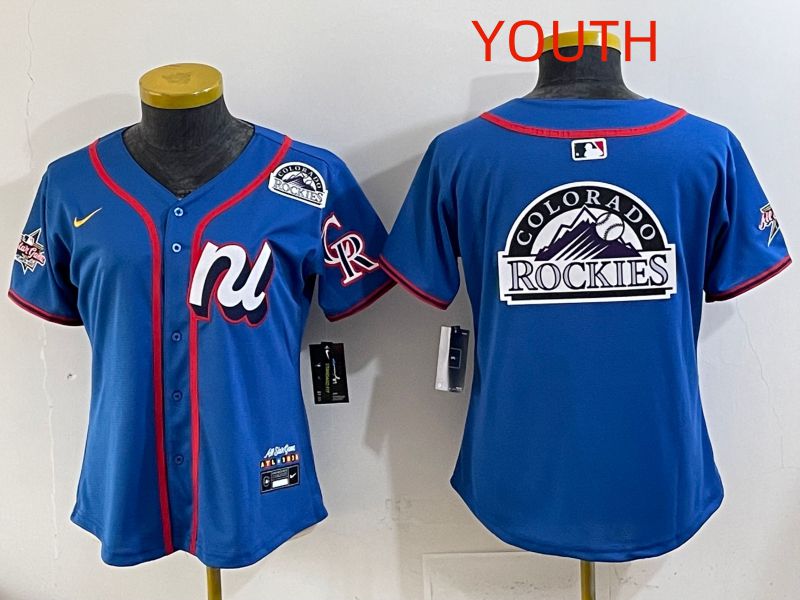 Youth 2025 Colorado Rockies Blank Blue All star Nike MLB Jersey style 06->youth mlb jersey->Youth Jersey